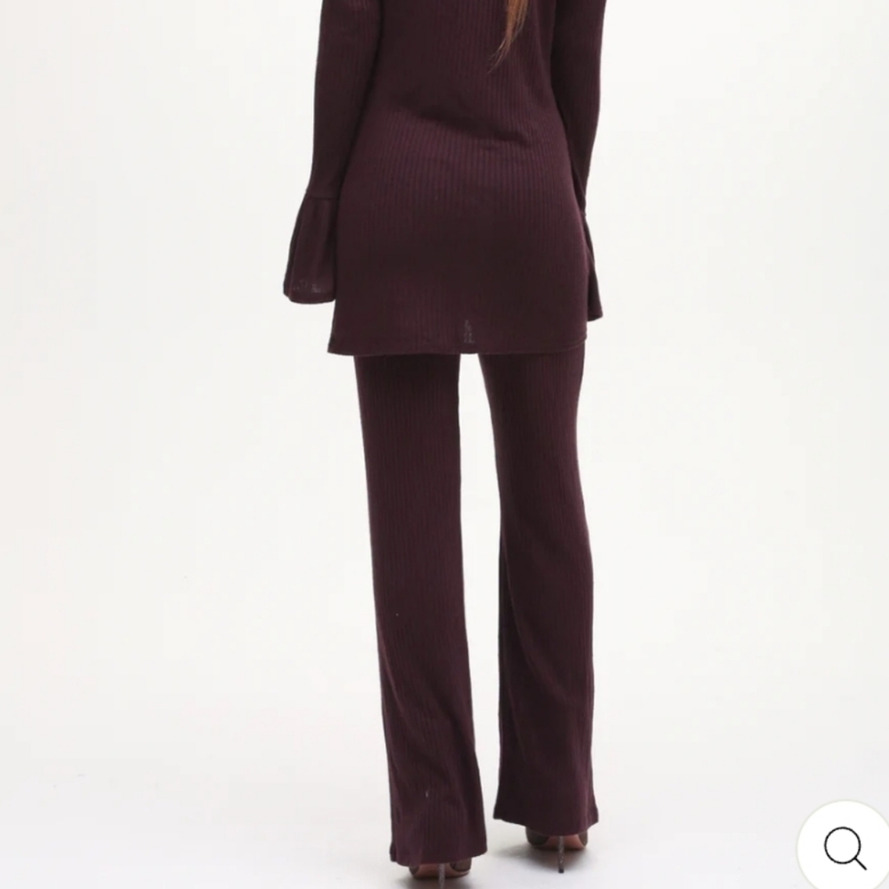 n: Philanthropy Space Cherry Maroon Ribbed Wide Leg Reign Pants M NWT - Picture 2 of 8